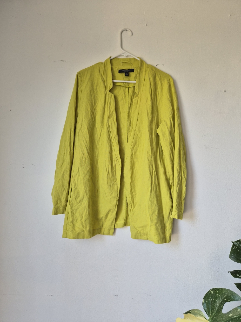 Women's Open-Front Blazer in Chartreuse Yellow
